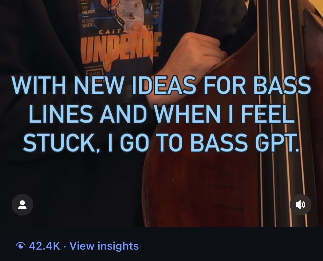 An Instagram post that carried BassGPT: 42.4 thousand views, 291 likes, 615 comments, 872 shares